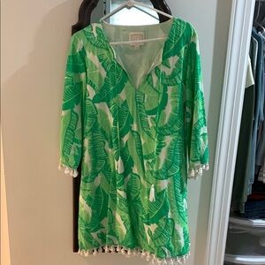 Sail to Sable Green Leaf Print Tunic with Tassels